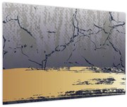 Obraz - Modrá a zlatá abstrakcia N⁰1 (90x60 cm)