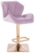 LuxuryForm DESIGN Barová stolička MILANO VELUR na zlatej hranatej podstave - levanduľa