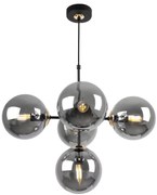 Závesné svietidlo Paris, 5x grafitové sklenené tienidlo, g