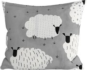 Bavlnená obliečka na vankúš SHEEP POLY 45x45 cm, sivá