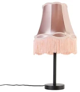 Klasická stolná lampa čierna s tienidlom Granny ružové 30 cm - Simplo