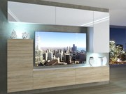 Obývacia stena 250 cm Belini biely lesk / dub sonoma Imperium8 IMP 8/5/W/WDS/0/0