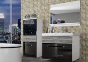 Kúpeľňový nábytok Belini čierny lesk / šedý antracit Glamour Wood + umývadlo + zrkadlo  ROD PM 2/0/W/BGW/0/ZW