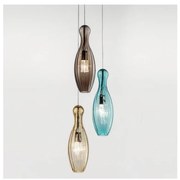 SIRU- Luster na lanku BIRILLO 3xE14/40W/230V hnedá/tyrkysová/béžová benátske sklo