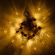 DECOLED Párty svetlá 3xAA batérie, 5 m, 10 teplých bielych LED diód, priehľadné žiarovky, transparentné