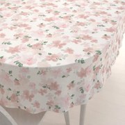 Biante Zamatový oválny obrus Tamara TMR-036 Ružovo-béžové akvarelové kvety na bielom 50x100 cm
