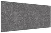 Obraz - Šedé palmové listy (120x50 cm)