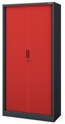 Kovová skriňa so žalúziovými dverami DAMIAN, 900 x 1850 x 450 mm, antracitovo-červená