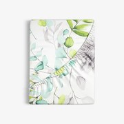 Goldea bavlnená napínacia plachta deluxe - eukalyptus s kvety 80 x 160 cm