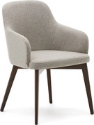 Béžové čalúnené jedálenské kreslo s podrúčkami Nelida – Kave Home