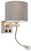 Inteligentná nástenná lampa oceľ s sivým tienidlom vrátane Wifi A60 - Brescia