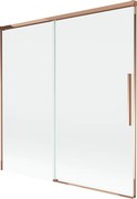 Mexen Rox, 2-krídlová posuvná vaňová zástena 160 x 150 cm, 8mm číre sklo, ružové zlato profil, 8C9-160-001-60-00