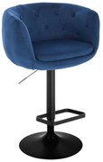 LuxuryForm DESIGN Barová stolička MONTANA VELUR na čiernom tanieri - modrá