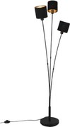 Stojaca lampa Tommy, 3 svietidlá, čierna/zlatá%