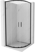 Mexen Exo, asymetrický sprchový kút s posuvnými dverami 100 x 100 cm, 6mm číre sklo, čierny profil, 8132-100-100-70-00