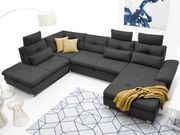 Sedacia súprava Madeira 3B, tmavá šedá látka, tvar ľavé U%