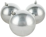DECOLED Plastová guľa, 10 cm, strieborná, 6x lesklá