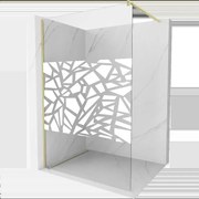 Mexen Kioto sprchová stěna Walk-in 100 x 200 cm, bílý vzor 8 mm, zlatá kartáčovaná - 800-100-101-55-85