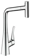 Drezová batéria Hansgrohe Metris s vyťahovacou sprškou chróm 73803000