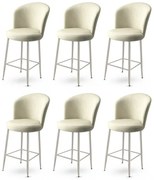 Súprava barových stoličiek Alte Cream and Chrome, 6 ks, 6 ks