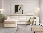 Krémová rohová sedačka do obývačky s funkciou spania Napoly v módnej látke.
