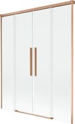 Mexen Rox, 2-krídlová posuvná vaňová zástena 140 x 150 cm, 8mm číre sklo, medený matný profil, 8C9-140-002-65-00