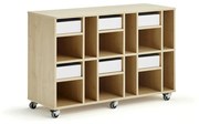 Študentská úložná skrinka CASPER, 6 zásuviek, 12 priehradiek, breza, biela