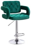 LuxuryForm DESIGN Barová stolička ADRIA VELUR na striebornom tanieri - zelená