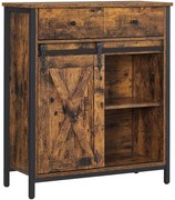 Príborník so zásuvkami a posuvnými dverami, rustikálny hnedý