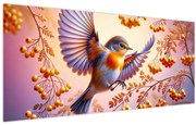 Obraz - Vták s jarabinou (120x50 cm)