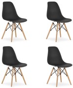 Set 4 stoličiek OSAKA čierne / prírodné nohy