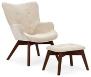 Béžové menčestrové kreslo s podnožkou Niko – Ropez