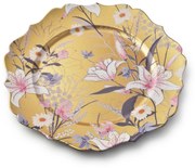Dekorativní podtalíř BLANCHE COLOURS VI 33 cm zlatý s květinami
