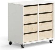 Študentská úložná skrinka CASPER, 8 zásuviek, biela, breza