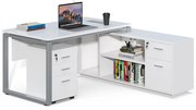 Kancelársky stôl s kontajnerom a komodou Houseland Prime Home 03 160 cm biely