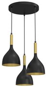 Luster na lanku NOAK 3xE27/15W/230V čierna/zlatá