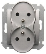 DGZ2MZ/43 Dvojitá zásuvka s uzemnením strieborný mat