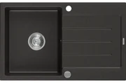 Mexen Bruno granitový jednokomorový drez s odkvapkávačom 795 x 495 mm, čierna/zlatá metalik- 6513791010-75