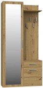 Predsieňová stena so zrkadlom a šuplíkmi - DUO DUB artisan