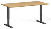 Výškovo nastaviteľný stôl, 160x80 cm, 2 motory, čierna podnož, buk