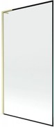 Mexen Next L, 1-krídlová vaňová zástena 100 x 150 cm, 6mm číre sklo-čierny vzor, zlatý matný profil, 895-100-000-03-70-55