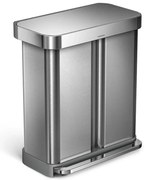 Simplehuman Pedálový odpadkový kôš na triedený odpad, 58 l, kefovaná oceľ, FPP