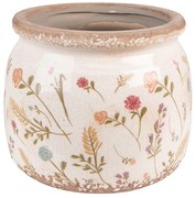 Keramický obal na kvetináč s kvietkami Floral Cartoon - Ø 15*13 cm