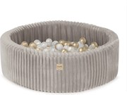 Suchý bazén okrúhly 90x30 cm – béžový Puffy Lamell + 200 perleťových guličiek