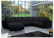 Čalúnená univerzálna rozkladacia sedacia súprava v tvare U YORK čierna/antracit