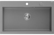 Mexen Elix, 1-korový granitový drez 800 x 500 mm, šedá, chrómový sifón, 6527801005-71