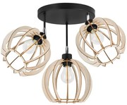 Stropné svietidlo Timber 9, 3x drevené tienidlo, orp