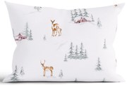 Vianočná bavlnená obliečka na vankúš Renforcé 50 × 70 cm - Zimný les