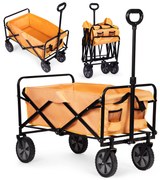 Skladací prepravný vozík, veľký záhradný plážový vozík, oranžový, 47x105 cm,