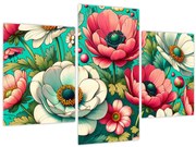 Obraz - Kvety na modrom pozadí (90x60 cm)